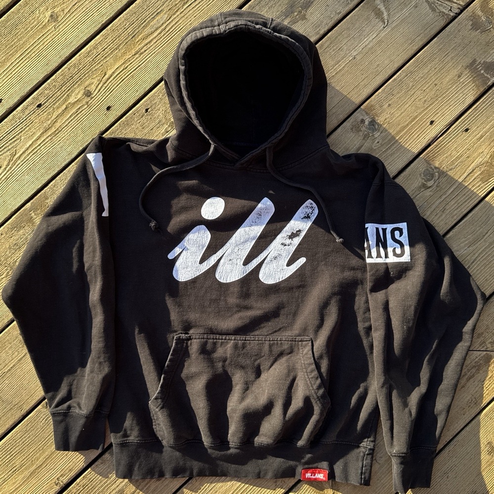 Villans Hoodie Mens M Black Pullover Streetwear Skate Logo